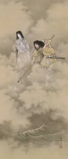 伊邪那美:小林永濯《伊邪那岐与伊邪那美》「天瓊を以て滄海を探るの図」
