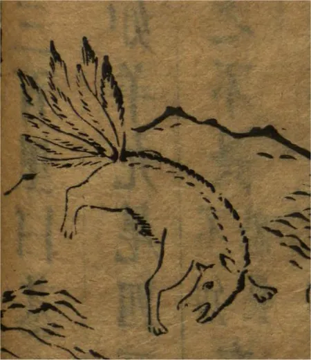 九尾狐:蒋应镐绘,李文孝刻《山海经》「九尾狐」