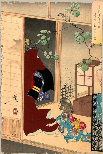 日本的狐:月冈芳年《新形三十六怪撰》「葛の葉きつね童子にわかるゝの図」