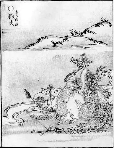 狐火:鸟山石燕《画図百鬼夜行》「狐火」